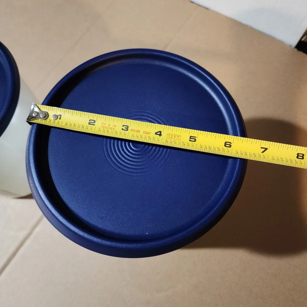 Tupperware Modular Mates One Touch‎ Canisters Set of 2 White Navy Blue 2118B-3